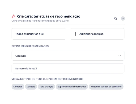 Interface for generating a list of recommended items with conditions for user attributes and item categories.
