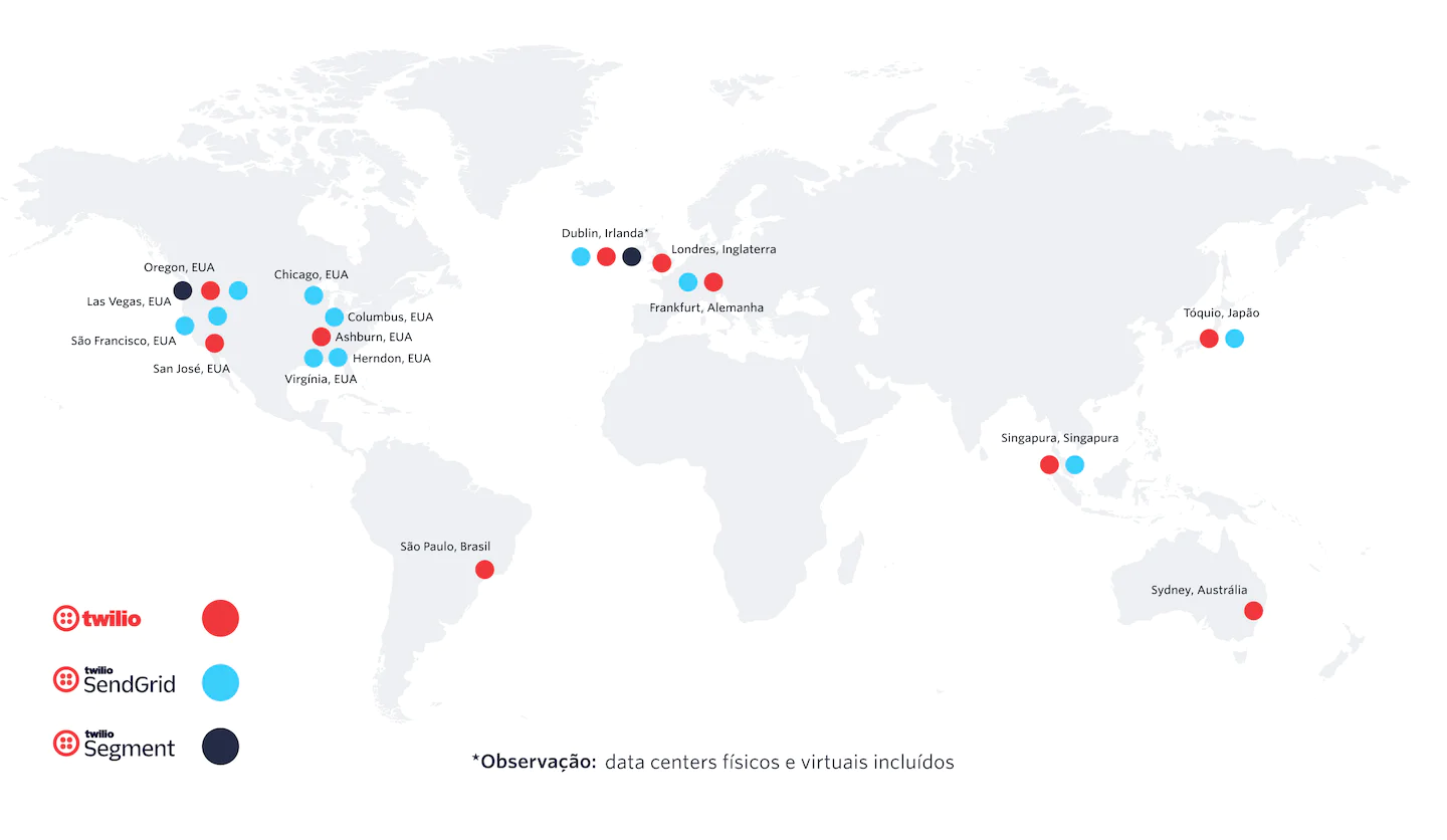 Map with data centers all over the world