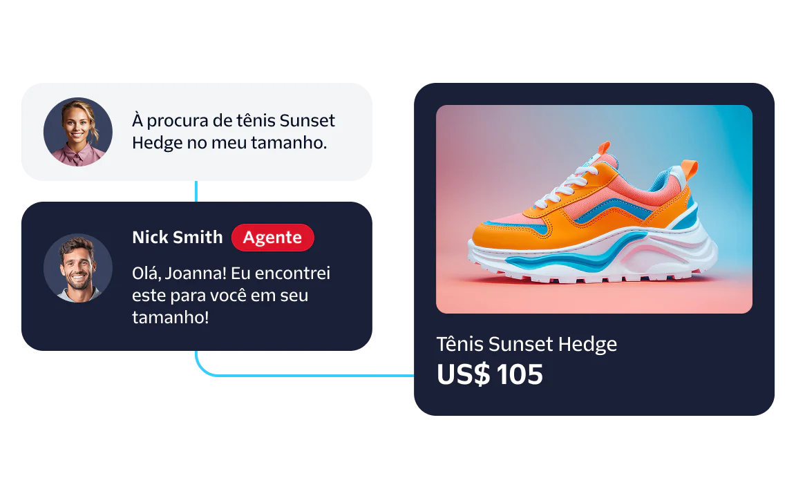 Agent helping customer find Sunset Hedge sneakers in their size.