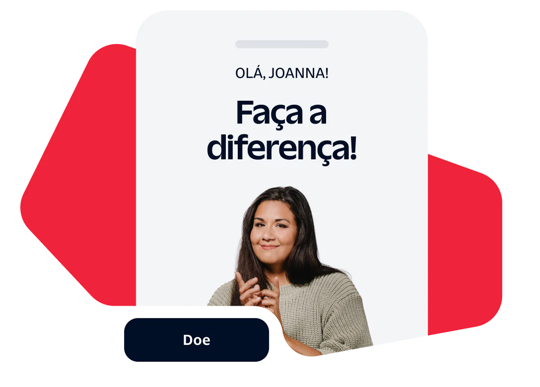 Donation Request to Support Change Woman in front of Be a part of the change! message with a donate button below.