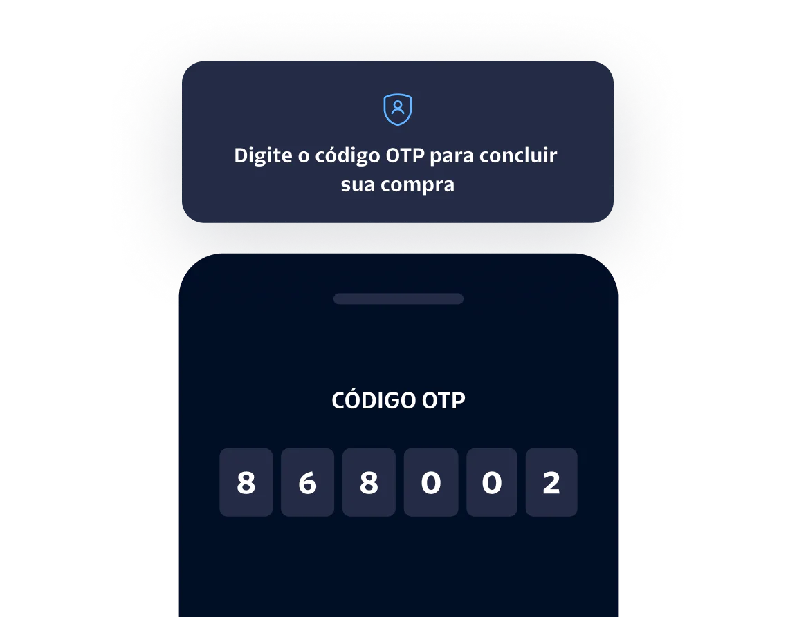 Mobile screen displaying a prompt to enter OTP code with six digits already filled in.