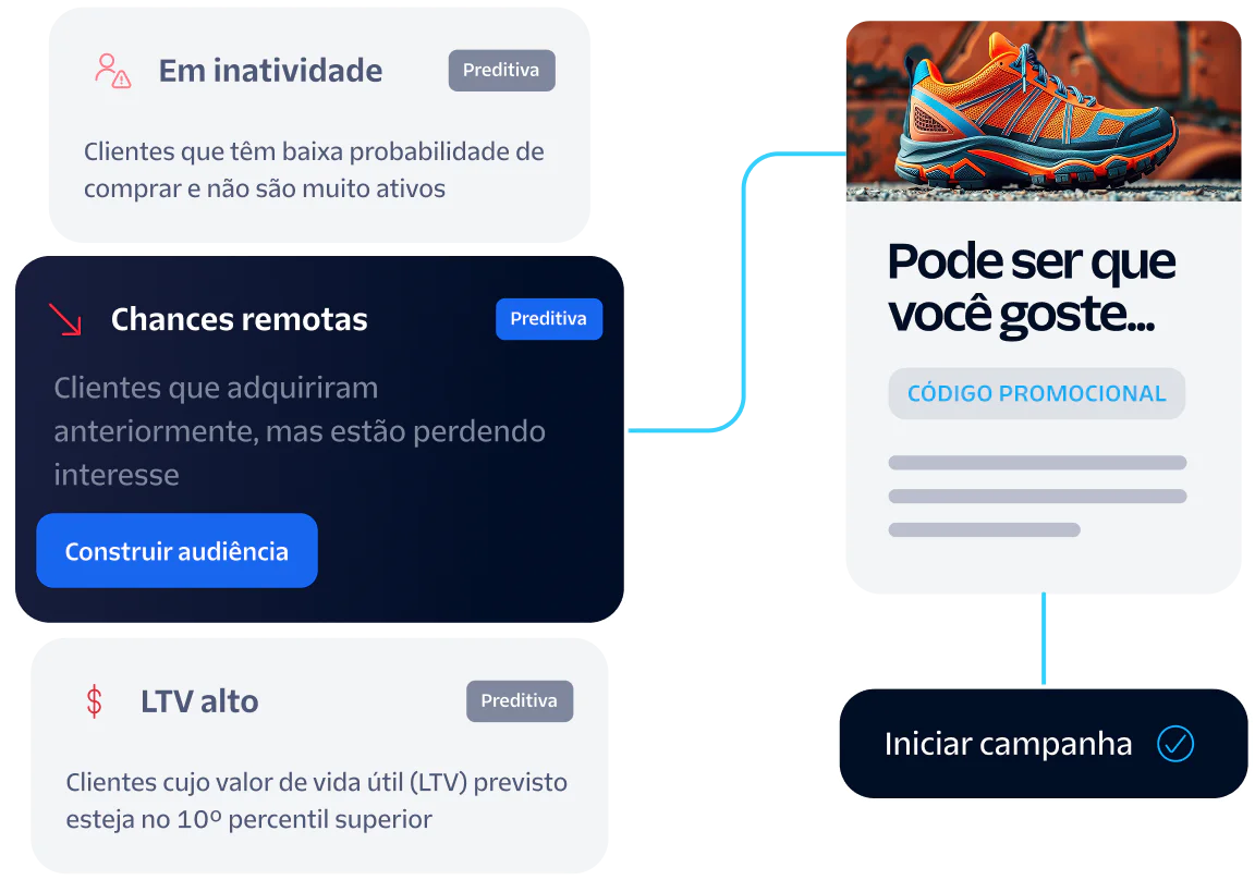 Image showing dormant, long shots, and high LTV customer segments for a targeted marketing campaign.